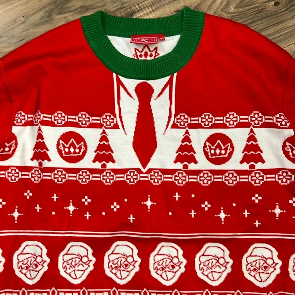 Ranboo Men's Necktie Holiday Christmas Long Sleeve Crewneck Sweater Size 4XL